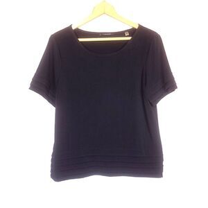 Tahari Black Short Layered Sleeve Stretchy Top Size Small